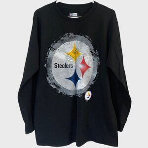 NFL Pittsburgh Steelers Team Apparel Shirt Mens Large Black Football Long Sleeve